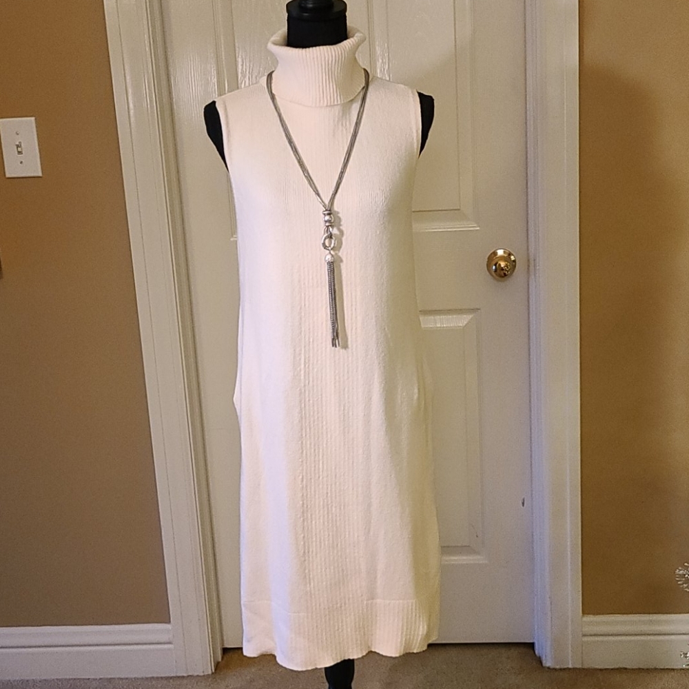 WHBM Creme Mock Neck Sweater (Tabard Design),